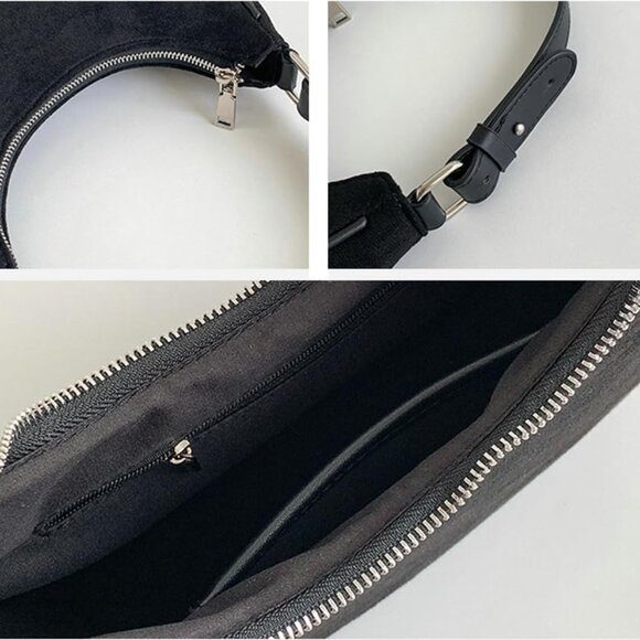 Chic Coffee Suede Cloud Crescent Hobo Bag - Effortless Style & Versatility - Picture 6 of 7